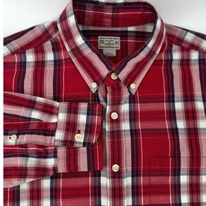 J.Crew Mens Tailored Plaid Button Down Shirt Red White Blue Cotton A0938 Large